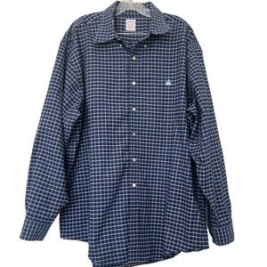 Brooks Brothers Navy and White Plaid Button-Down Shirt